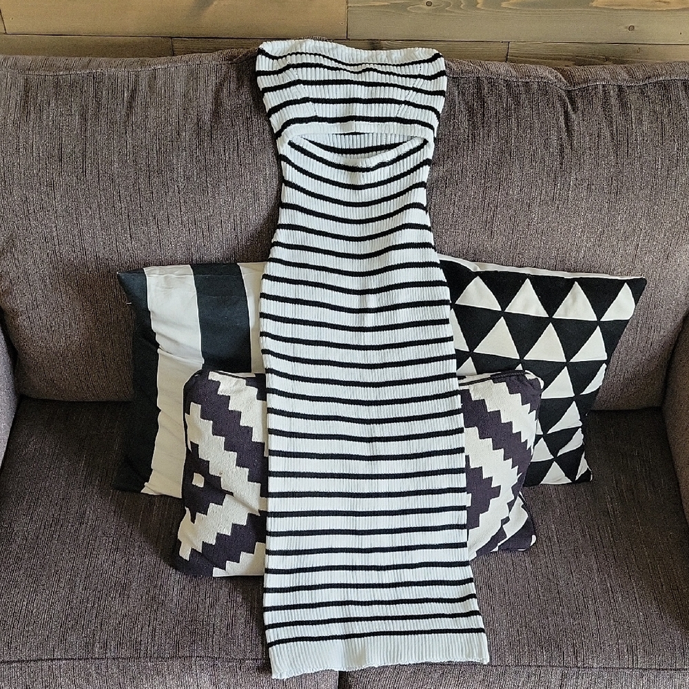 Black and White Striped Knit Dress